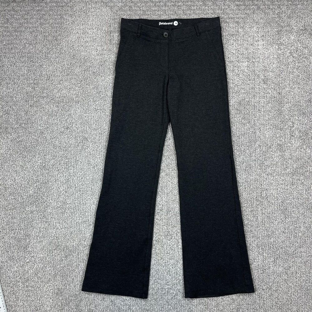 Betabrand Pants Womens Medium Gray Ponte Straight Stretch Travel Work Office
